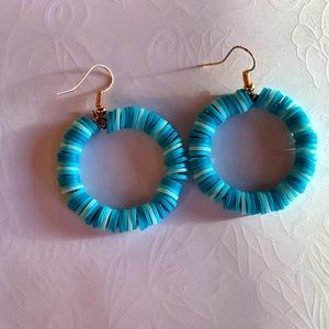 Vibrant blues, handcrafted hoop earrings